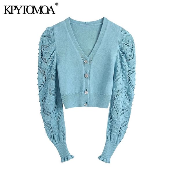women fashion gem buttons cropped knitted cardigan sweater vintage long sleeve pompoms female outerwear chic 210421, White;black
women fashion gem buttons cropped knitted cardigan sweater vintage long sleeve pompoms female outerwear chic 210421, White;black