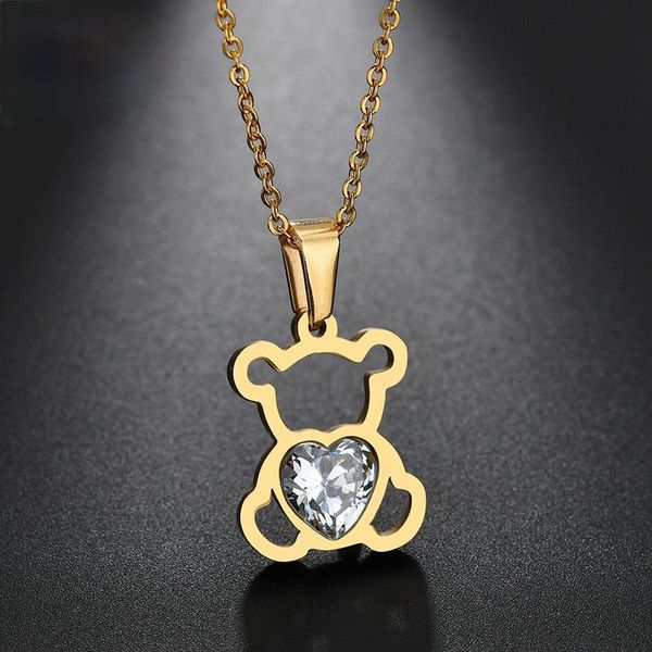 pendant necklaces charm love cartoon bear stainless steel necklace cubic zircon heart for women men gift bijoux, Silver
pendant necklaces charm love cartoon bear stainless steel necklace cubic zircon heart for women men gift bijoux, Silver