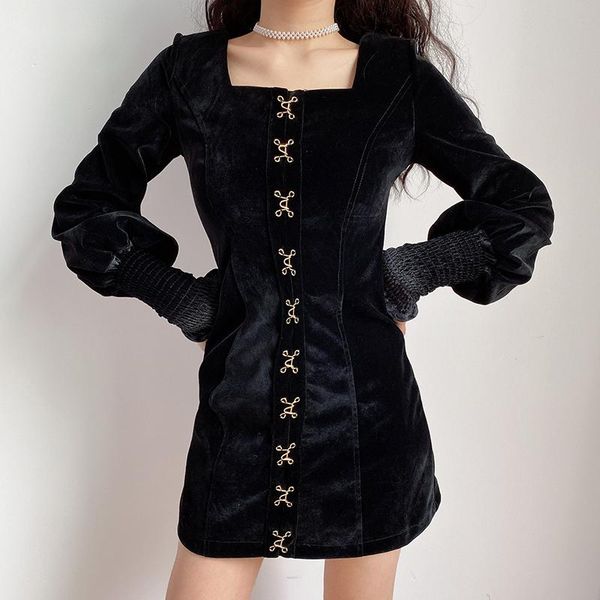 casual dresses gothic metal buckle black velour y2k for women elegant fad vintage square collar long sleeve harajuku mini dress winter, Black;gray
casual dresses gothic metal buckle black velour y2k for women elegant fad vintage square collar long sleeve harajuku mini dress winter, Black;gray