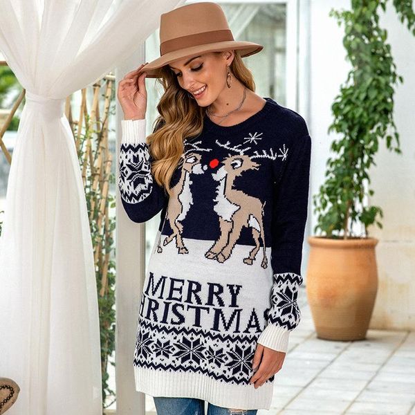 women's sweaters 2021 autumn and winter christmas cartoon reindeer sweater pullover knitted top, White;black
women's sweaters 2021 autumn and winter christmas cartoon reindeer sweater pullover knitted top, White;black
