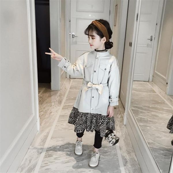 coat baby girl elegand style trench children spring leopard patchwork fashion long coats kids casual outerwear 4-14y ws380, Blue;gray
coat baby girl elegand style trench children spring leopard patchwork fashion long coats kids casual outerwear 4-14y ws380, Blue;gray