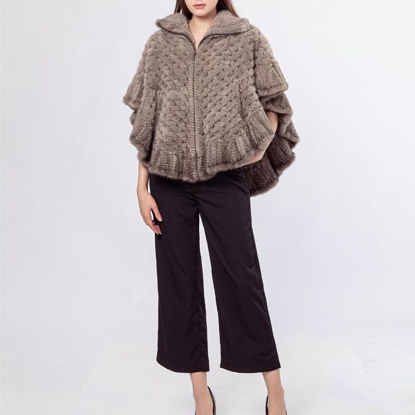 women's fur & faux lady natural knitted mink cape shawl with zipper falbala 2021 fashion knitting wrap ruffle, Black
women's fur & faux lady natural knitted mink cape shawl with zipper falbala 2021 fashion knitting wrap ruffle, Black