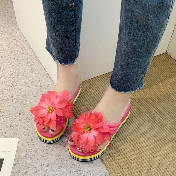 big flower women's shoes sandals flip-flops summer drag cake high heel wedge mesh leisure slippers, Black
big flower women's shoes sandals flip-flops summer drag cake high heel wedge mesh leisure slippers, Black