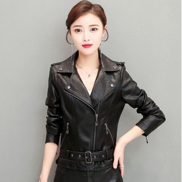 women's leather & faux 2021 spring autumn genuine jacket female short korean slim fashion belt sheepskin jackets suit collar coats, Black
women's leather & faux 2021 spring autumn genuine jacket female short korean slim fashion belt sheepskin jackets suit collar coats, Black