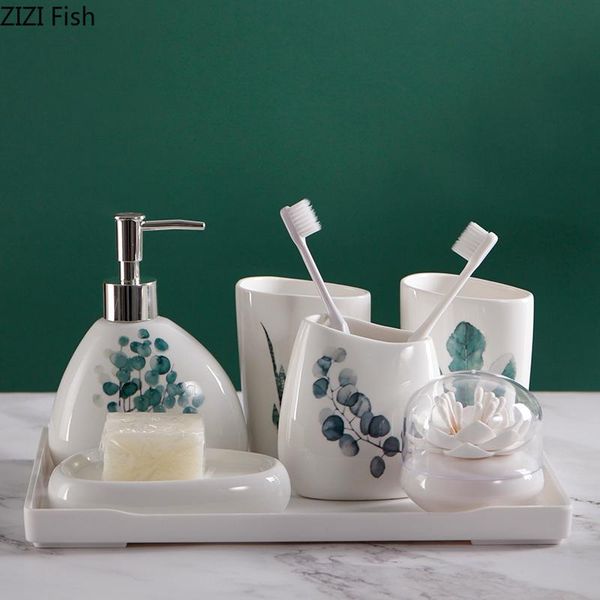bath accessory set northern europe leaves pattern ceramic bathroom five-piece accessories kit wash cup gift
bath accessory set northern europe leaves pattern ceramic bathroom five-piece accessories kit wash cup gift