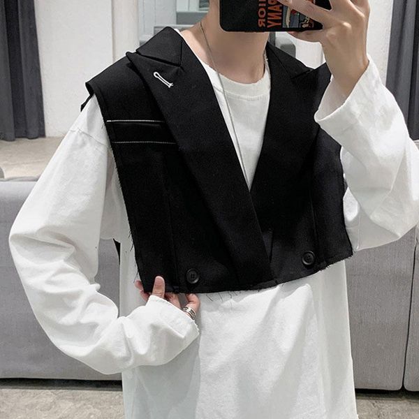 men's vests suit vest korean design sense frayed jacket summer and autumn trend handsome short waistcoat, Black;white
men's vests suit vest korean design sense frayed jacket summer and autumn trend handsome short waistcoat, Black;white