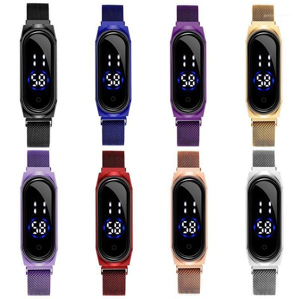 wristwatches led touch screen digital watch for women sport magnet buckle mesh band watches 8 color alloy bracelet, Slivery;brown
wristwatches led touch screen digital watch for women sport magnet buckle mesh band watches 8 color alloy bracelet, Slivery;brown
