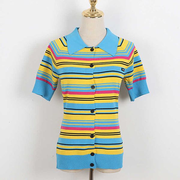 women's t-shirt color striped sweater summer vinatge korean ice silk knitwaer cardigan short-sleeved women clothing pems, White
women's t-shirt color striped sweater summer vinatge korean ice silk knitwaer cardigan short-sleeved women clothing pems, White