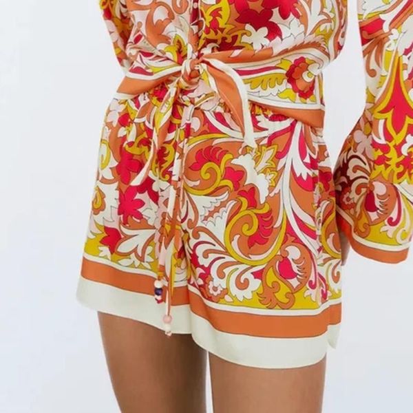 women's shorts summer woman 2021 fashion elastic high waist printed vintage adjustable drawstring side vents hem women, White;black
women's shorts summer woman 2021 fashion elastic high waist printed vintage adjustable drawstring side vents hem women, White;black
