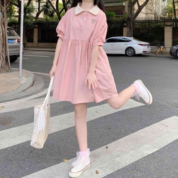 japan style cartoon bear print women dress puff sleeve turn down collar kawaii summer a line mini plus size, Black;gray
japan style cartoon bear print women dress puff sleeve turn down collar kawaii summer a line mini plus size, Black;gray