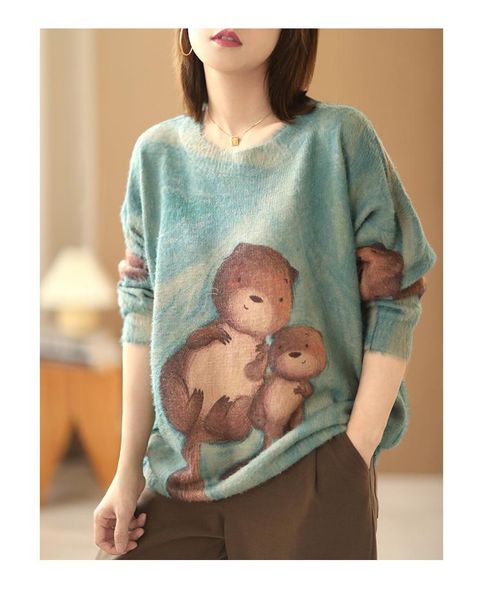 women's sweaters painted knit women autumn winter mori girl style loose mink cashmere female fashion lazy tide, White;black
women's sweaters painted knit women autumn winter mori girl style loose mink cashmere female fashion lazy tide, White;black