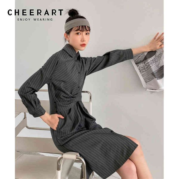 autumn striped long sleeve shirt dress women vintage button up bandage tunic collar fashion clothing 210427, Black;gray
autumn striped long sleeve shirt dress women vintage button up bandage tunic collar fashion clothing 210427, Black;gray