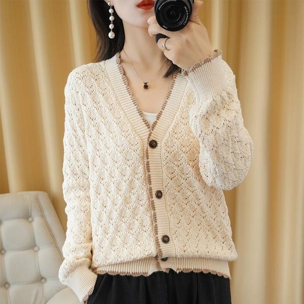 women's knits & tees xiaoxiangfeng sweater jacket 2021 autumn and winter v-neck contrast color fashion knitted openwork cardigan, White
women's knits & tees xiaoxiangfeng sweater jacket 2021 autumn and winter v-neck contrast color fashion knitted openwork cardigan, White