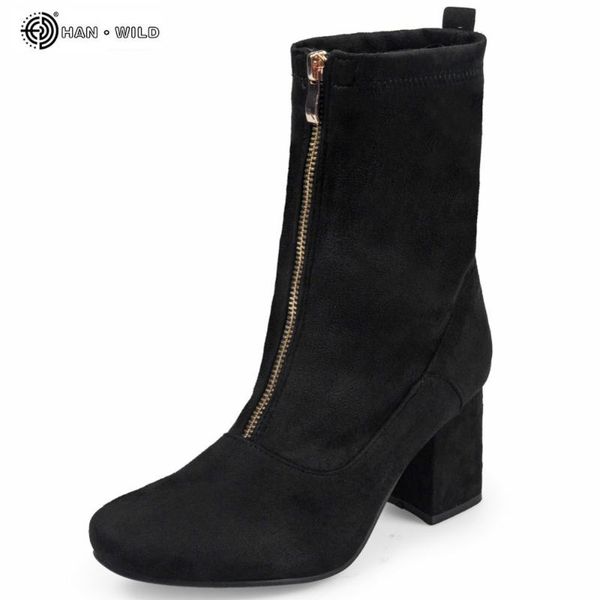 boots winter women ankle fashion high heel wedge suede autumn ladies casual black womens shoes