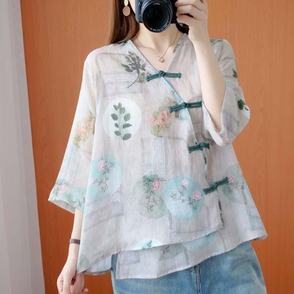 women's blouses & shirts 2021 spring and autumn retro loose belly cover ethnic style print oblique placket button v-neck irregular shir, White
women's blouses & shirts 2021 spring and autumn retro loose belly cover ethnic style print oblique placket button v-neck irregular shir, White