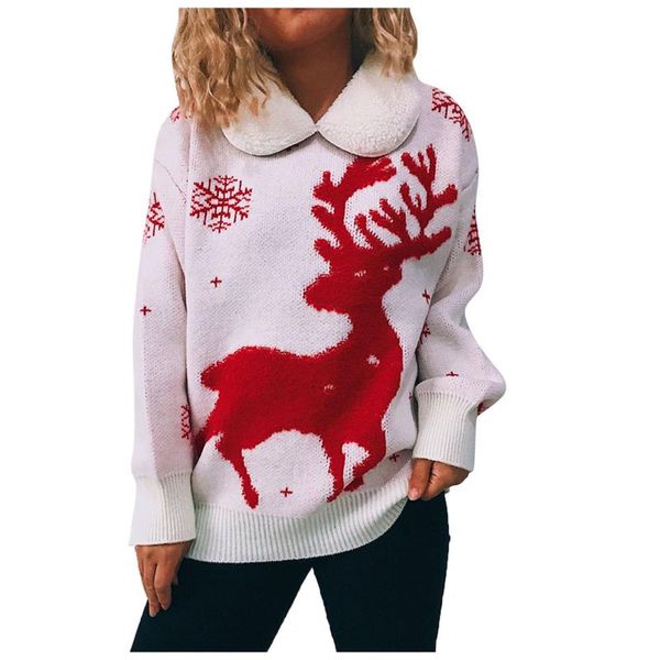 women's sweaters winter fashion ladies christmas elk wool knit round neck print long-sleeved pullovers sweater women soft warm 2021, White;black
women's sweaters winter fashion ladies christmas elk wool knit round neck print long-sleeved pullovers sweater women soft warm 2021, White;black