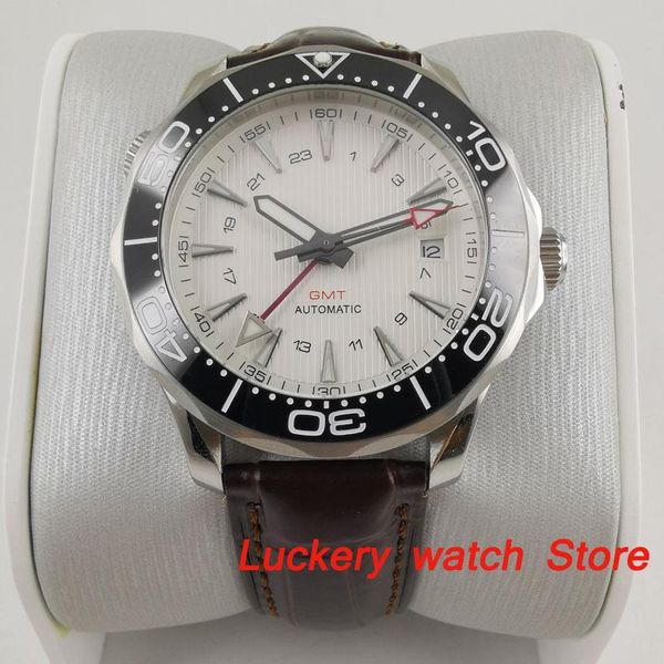 41mm no logo luxury watch white dial luminous saphire glass;leather strap gmt automatic men's mechanical watches-ba193 wristwatches, Slivery;brown
41mm no logo luxury watch white dial luminous saphire glass;leather strap gmt automatic men's mechanical watches-ba193 wristwatches, Slivery;brown