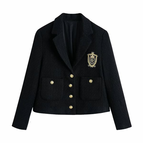 women's jackets vintage elegant appliques pockets cropped tweed jacket women 2021 fashion single breasted turn-down collar short c, Black;brown
women's jackets vintage elegant appliques pockets cropped tweed jacket women 2021 fashion single breasted turn-down collar short c, Black;brown