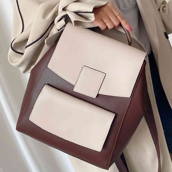 double shoulder bag 2021 style versatile leather women's color matching backpack shoulder bag fashion
double shoulder bag 2021 style versatile leather women's color matching backpack shoulder bag fashion