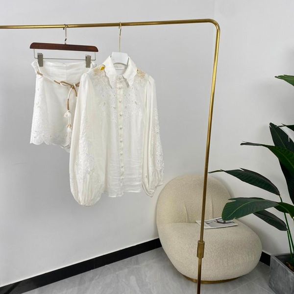 women's tracksuits ramie summer women fashion white embroidery hollow out long lantern sleeve blouse wide-leg shorts suits 2021, Gray
women's tracksuits ramie summer women fashion white embroidery hollow out long lantern sleeve blouse wide-leg shorts suits 2021, Gray