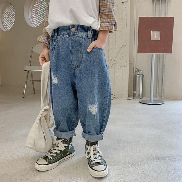 jeans pants for boys 2021 spring kids korean loose hole denim baby casual harem children's trousers, Blue
jeans pants for boys 2021 spring kids korean loose hole denim baby casual harem children's trousers, Blue