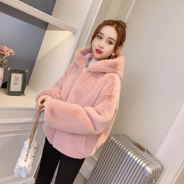 women's fur & faux 2021 autumn winter thicken hooded coat women warm loose fluffy crop jackets korean style casual zip-up outwear, Black
women's fur & faux 2021 autumn winter thicken hooded coat women warm loose fluffy crop jackets korean style casual zip-up outwear, Black