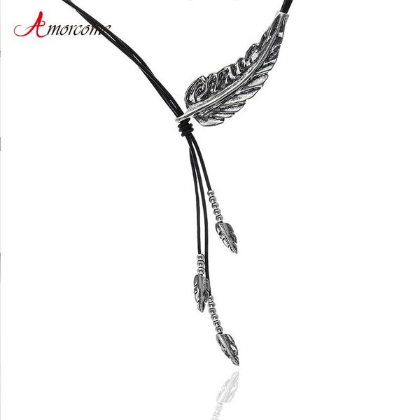 chokers amorcome vintage women black leather rope short necklace jewelry leaf feather statement collier femme gift, Golden;silver
chokers amorcome vintage women black leather rope short necklace jewelry leaf feather statement collier femme gift, Golden;silver