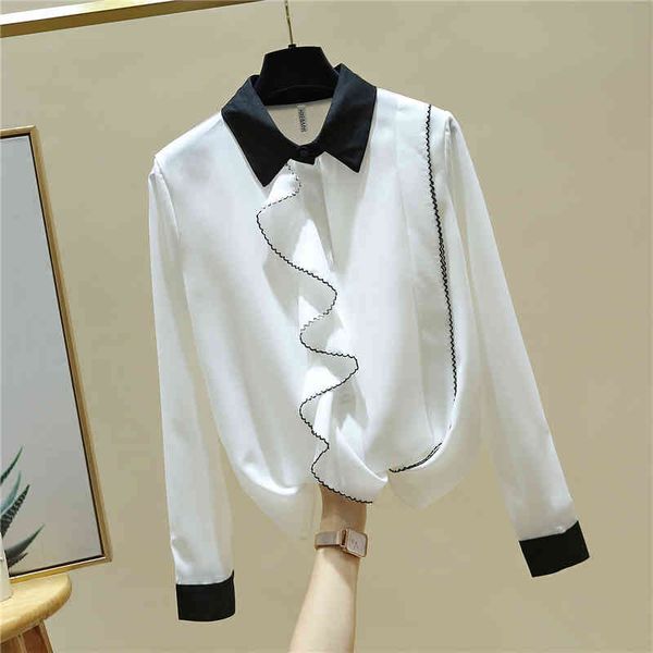 autumn fashion women's long sleeves turn down collar ruffles chiffon shirts female girls ladies shirt blouse a4040 210428, White
autumn fashion women's long sleeves turn down collar ruffles chiffon shirts female girls ladies shirt blouse a4040 210428, White