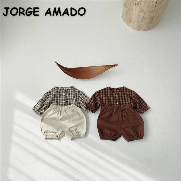 summer baby boys girl 2-pcs sets long sleeves o-neck plaid shirt + shorts kids outfits e5052 210610, White
summer baby boys girl 2-pcs sets long sleeves o-neck plaid shirt + shorts kids outfits e5052 210610, White