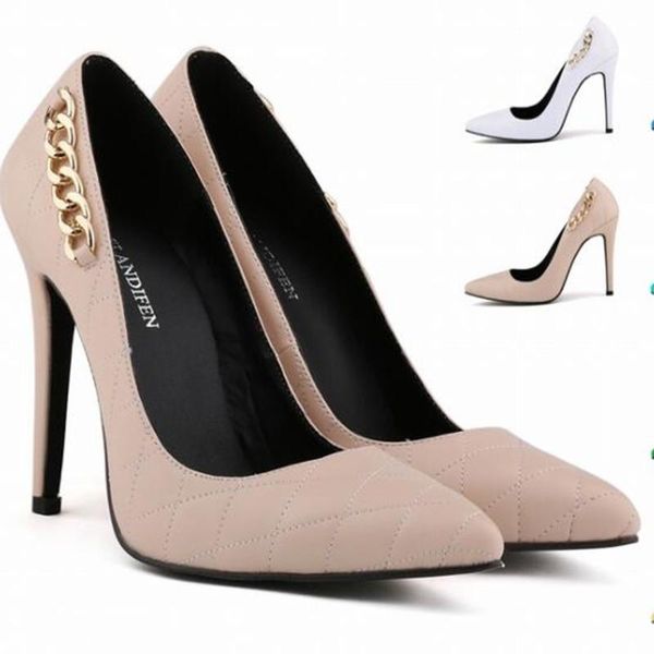 women pumps leather high heels pu shoes pointed toe 11 cm thin metal grid platform dress, Black
women pumps leather high heels pu shoes pointed toe 11 cm thin metal grid platform dress, Black