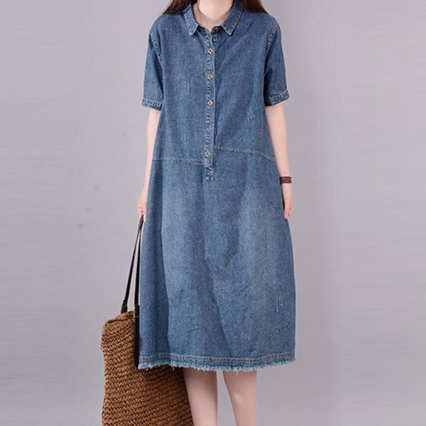 f# vintage woman dress lady fashion women denim zipper lapel short sleeve knee length clothes vestidos casual dresses, Black;gray
f# vintage woman dress lady fashion women denim zipper lapel short sleeve knee length clothes vestidos casual dresses, Black;gray