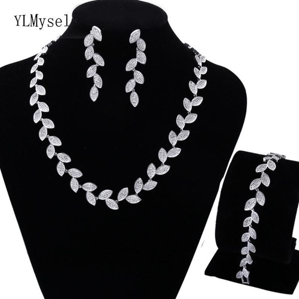 earrings & necklace trendy bracelet 3pcs jewelry set for party cz crystal beautiful leaf sets, Silver
earrings & necklace trendy bracelet 3pcs jewelry set for party cz crystal beautiful leaf sets, Silver