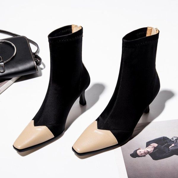 boots leather women sock winter 2021 fashion shoes high heel ankle booties party pointed toe woman's casual, Black
boots leather women sock winter 2021 fashion shoes high heel ankle booties party pointed toe woman's casual, Black