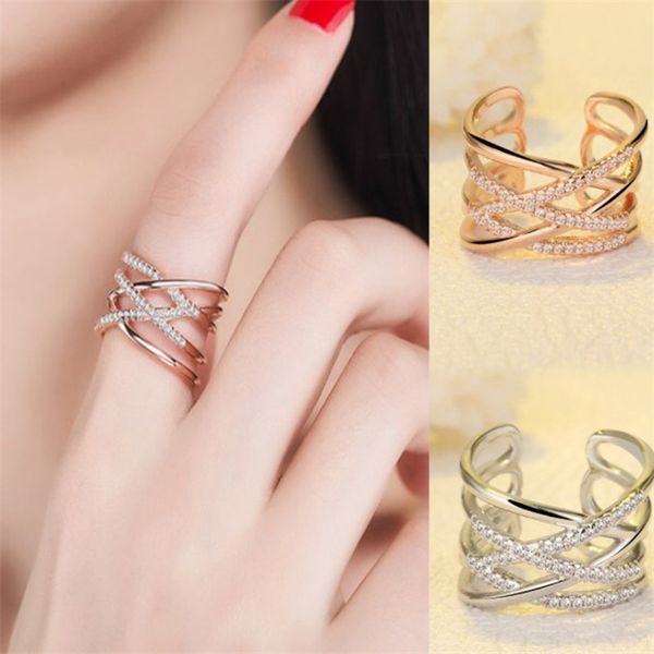 european and american retro exaggerated ring, women's line inlaid diamond tail, simple open, Silver
european and american retro exaggerated ring, women's line inlaid diamond tail, simple open, Silver