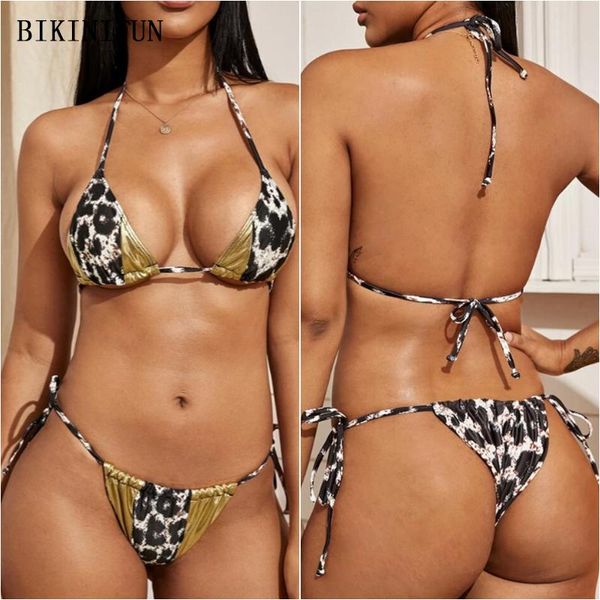leopard patchwork swimsuit women triangle bralette swimwear backless halter beachwear s-l girl micro bikini set women's, White;black
leopard patchwork swimsuit women triangle bralette swimwear backless halter beachwear s-l girl micro bikini set women's, White;black