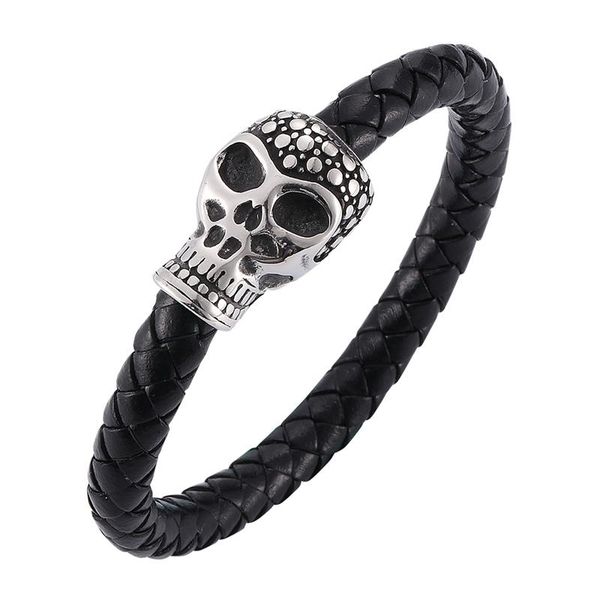 charm bracelets punk men jewelry black braided leather bracelet skull stainless steel magnetic clasp fashion for man sp0062, Golden;silver
charm bracelets punk men jewelry black braided leather bracelet skull stainless steel magnetic clasp fashion for man sp0062, Golden;silver