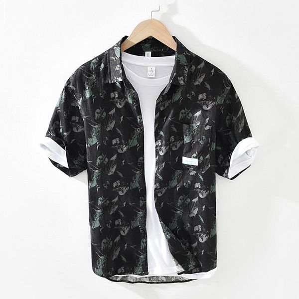 men's casual shirts 2737 summer men black leaf print harajuku hip hop streetwear trendy thin loose pockets square collar youth blouse, White;black
men's casual shirts 2737 summer men black leaf print harajuku hip hop streetwear trendy thin loose pockets square collar youth blouse, White;black