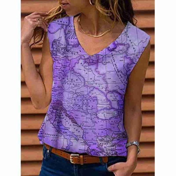 women's t-shirt summer fashion womens vest map printed loose casual shirt v-neck sleeveless sexy, White
women's t-shirt summer fashion womens vest map printed loose casual shirt v-neck sleeveless sexy, White