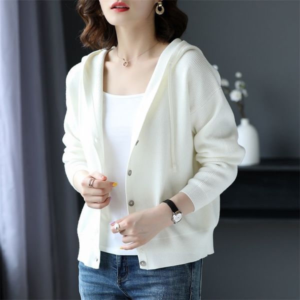 college style hooded sweater coat women loose solid striped single-breasted long-sleeved age-knit cardigan jumpers female 210427, White;black
college style hooded sweater coat women loose solid striped single-breasted long-sleeved age-knit cardigan jumpers female 210427, White;black
