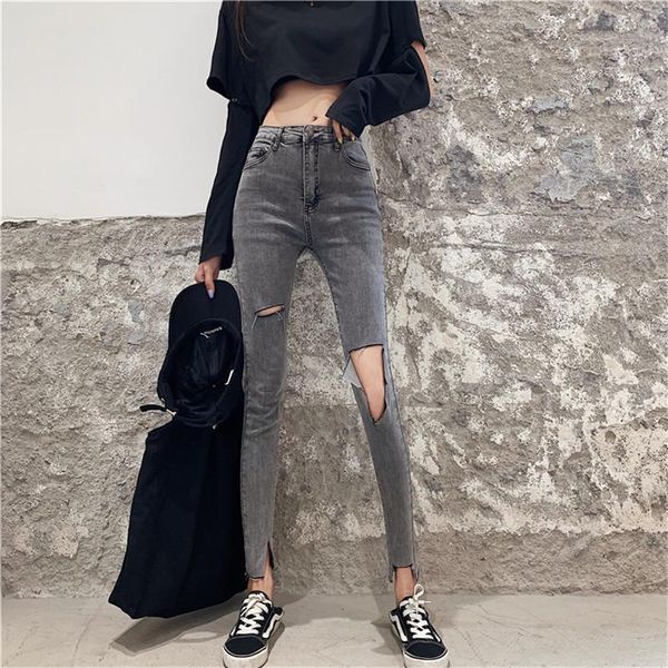 women's jeans real s 2021 fashion retro slim high waist hole split fork casual feet, Blue
women's jeans real s 2021 fashion retro slim high waist hole split fork casual feet, Blue