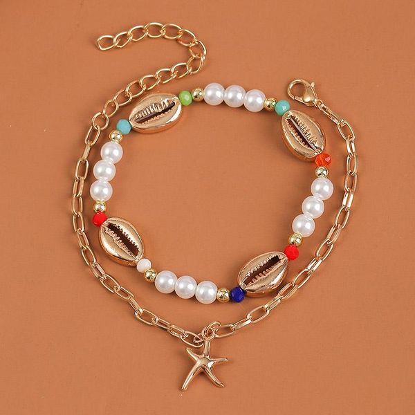 charm bracelets 2 pcs/set trendy white pearl metal shell handmade beaded for women gold color chain starfish pendant bracelet, Golden;silver
charm bracelets 2 pcs/set trendy white pearl metal shell handmade beaded for women gold color chain starfish pendant bracelet, Golden;silver