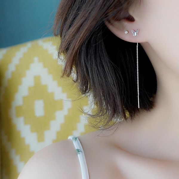 stud butterfly ear line female s925 sterling silver fairy qi korean earrings chain long for woman, Golden;silver
stud butterfly ear line female s925 sterling silver fairy qi korean earrings chain long for woman, Golden;silver