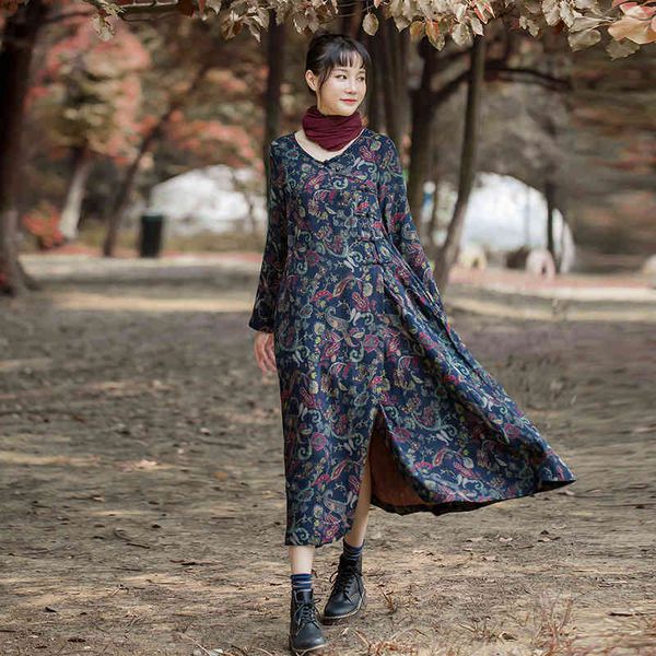 johnature vintage autumn dress women clothes retro loose print v-neck full sleeve national style leisure women dresses 210521, Black;gray
johnature vintage autumn dress women clothes retro loose print v-neck full sleeve national style leisure women dresses 210521, Black;gray