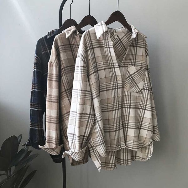 hxjjp spring women plaid shirt thickened and sanded female korean version loose warm blouse 210607, White
hxjjp spring women plaid shirt thickened and sanded female korean version loose warm blouse 210607, White