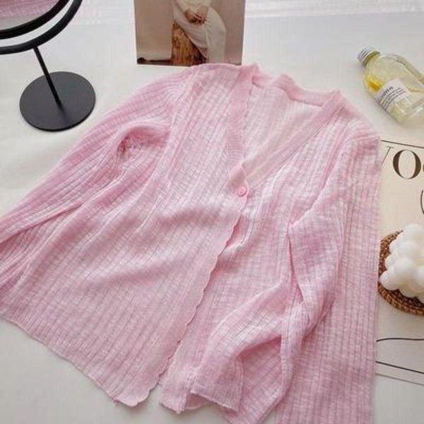 women's knits & tees summer button v-neck solid knit cardigan cute korean see through loose indoor casual cropped harajuku sweater thin, White
women's knits & tees summer button v-neck solid knit cardigan cute korean see through loose indoor casual cropped harajuku sweater thin, White