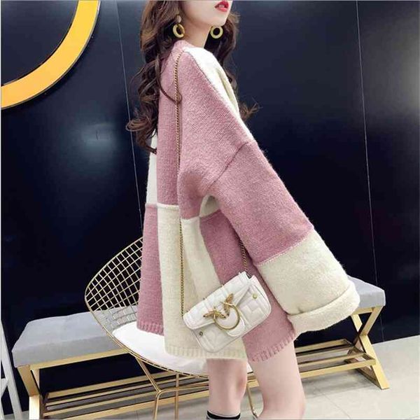 thicken pullover sweater female autumn spring wild jacket long sleeve stitching loose 210427, White;black
thicken pullover sweater female autumn spring wild jacket long sleeve stitching loose 210427, White;black