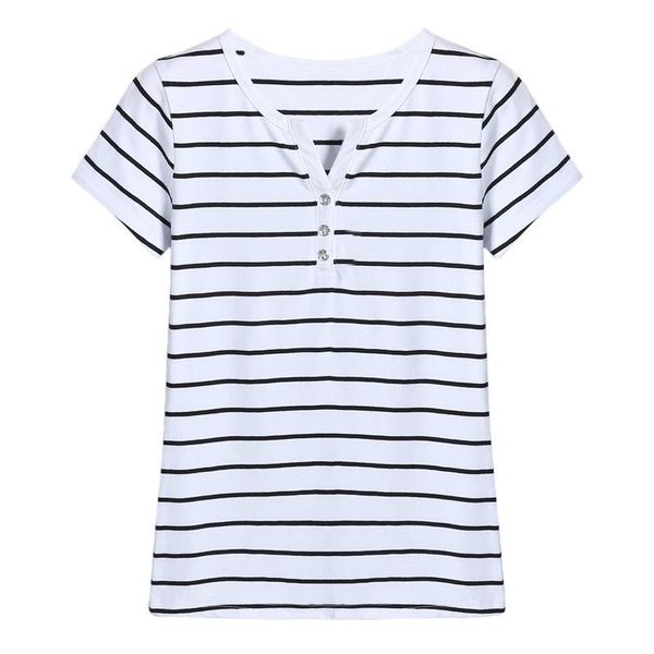 women's t-shirt plus size 5xl 2021 summer women fashion short sleeve v-neck striped shirts casual slim cotton t shirt, White
women's t-shirt plus size 5xl 2021 summer women fashion short sleeve v-neck striped shirts casual slim cotton t shirt, White