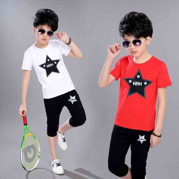 three colors 2pcs summer kids boy sports suit children short sleeve shorts seven pants suit casual youth sports 5 7, White
three colors 2pcs summer kids boy sports suit children short sleeve shorts seven pants suit casual youth sports 5 7, White