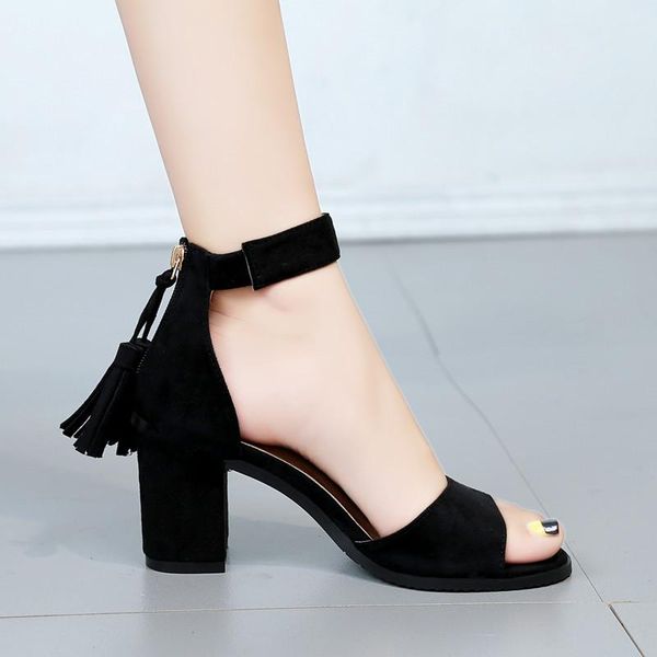 dress shoes 2021 tassel word with open toe sandals women summer mid-heel korean wild high-heeled ladies roman, Black
dress shoes 2021 tassel word with open toe sandals women summer mid-heel korean wild high-heeled ladies roman, Black