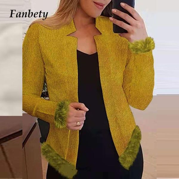 women's jackets fashion office lady warm long sleeve woolen stitching fur coat elegant solid women cardigan winter casual chic outwears, Black;brown
women's jackets fashion office lady warm long sleeve woolen stitching fur coat elegant solid women cardigan winter casual chic outwears, Black;brown